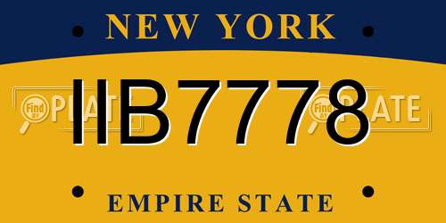IIB7778 New York License Plate