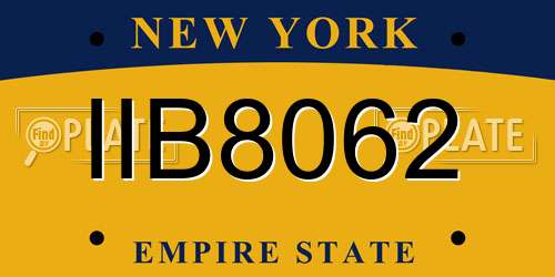 IIB8062 New York License Plate