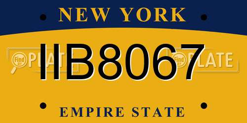 IIB8067 New York License Plate