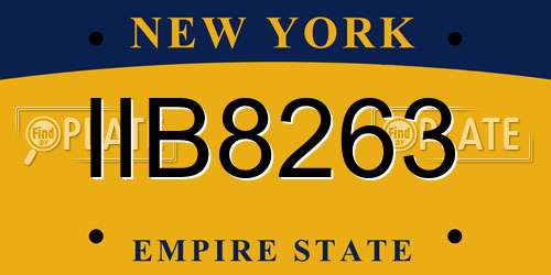 IIB8263 New York License Plate