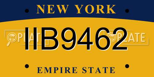 IIB9462 New York License Plate
