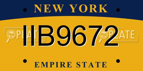 IIB9672 New York License Plate