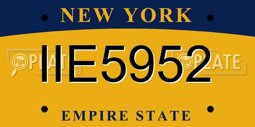 IIE5952 New York License Plate