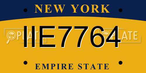 IIE7764 New York License Plate