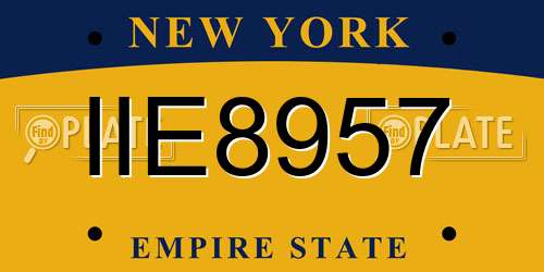 IIE8957 New York License Plate