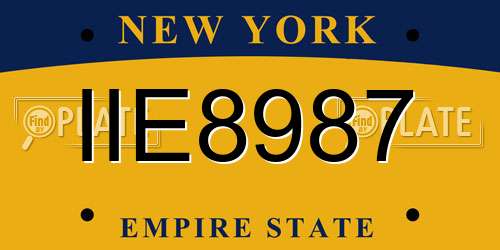 IIE8987 New York License Plate