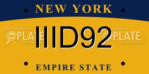 IIID92 New York License Plate