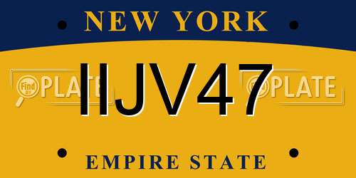 IIJV47 New York License Plate