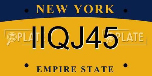IIQJ45 New York License Plate