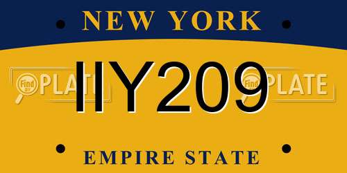 IIY209 New York License Plate