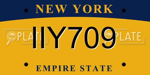 IIY709 New York License Plate