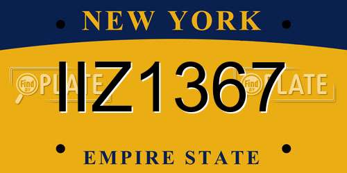 IIZ1367 New York License Plate