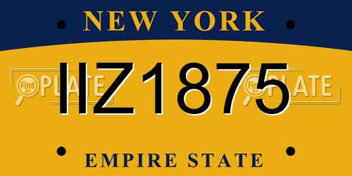 IIZ1875 New York License Plate