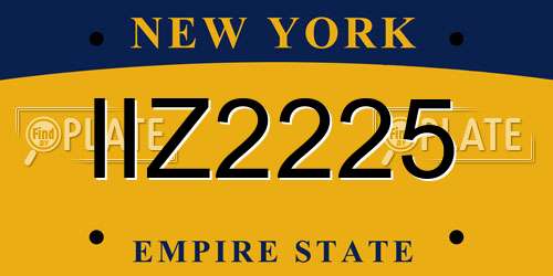 IIZ2225 New York License Plate