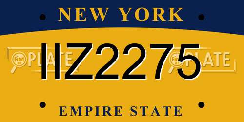IIZ2275 New York License Plate