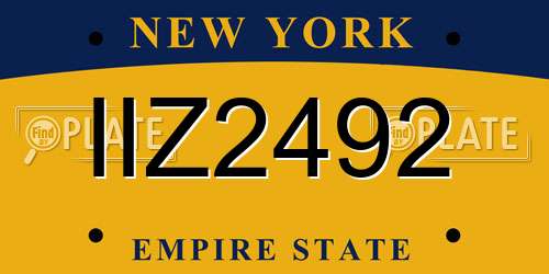IIZ2492 New York License Plate