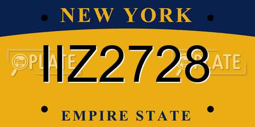 IIZ2728 New York License Plate