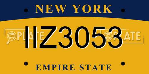 IIZ3053 New York License Plate