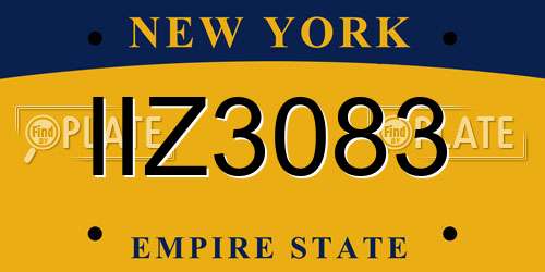 IIZ3083 New York License Plate