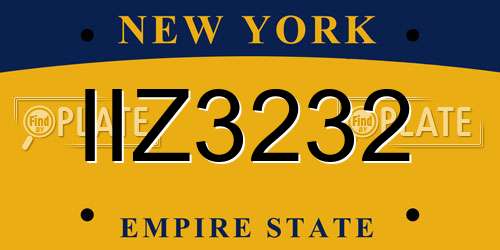 IIZ3232 New York License Plate