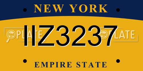 IIZ3237 New York License Plate
