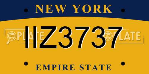 IIZ3737 New York License Plate