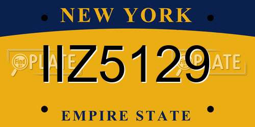 IIZ5129 New York License Plate