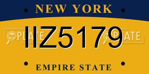 IIZ5179 New York License Plate