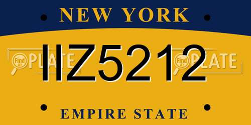 IIZ5212 New York License Plate