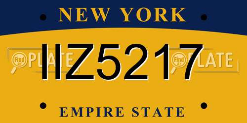 IIZ5217 New York License Plate