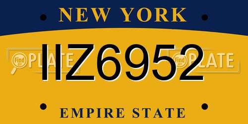 IIZ6952 New York License Plate