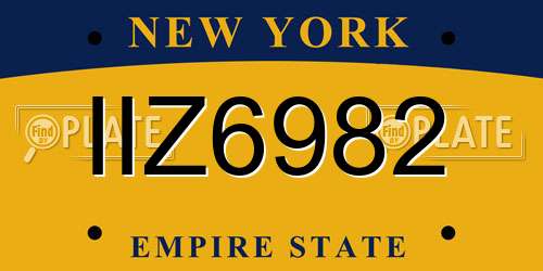 IIZ6982 New York License Plate