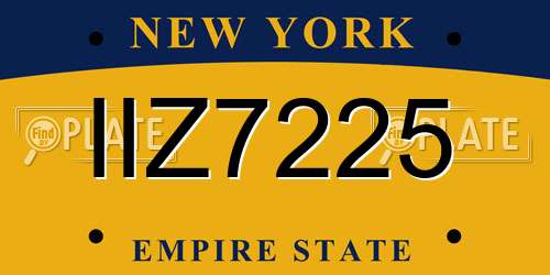 IIZ7225 New York License Plate