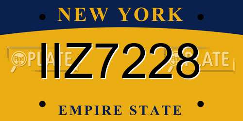 IIZ7228 New York License Plate