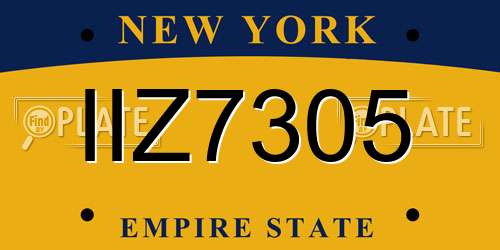 IIZ7305 New York License Plate