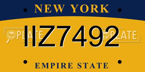 IIZ7492 New York License Plate