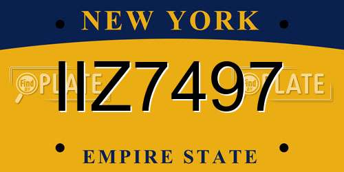 IIZ7497 New York License Plate