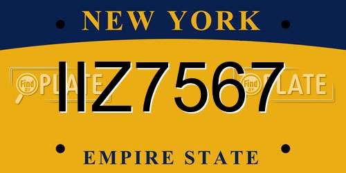 IIZ7567 New York License Plate