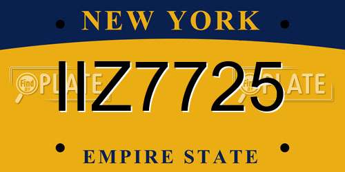 IIZ7725 New York License Plate
