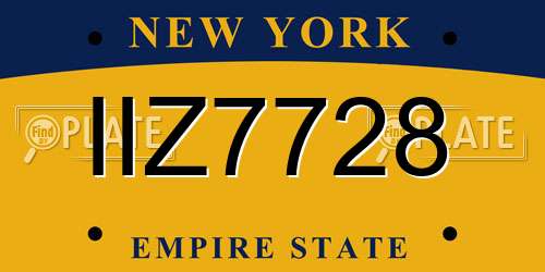 IIZ7728 New York License Plate