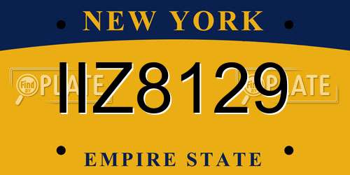 IIZ8129 New York License Plate