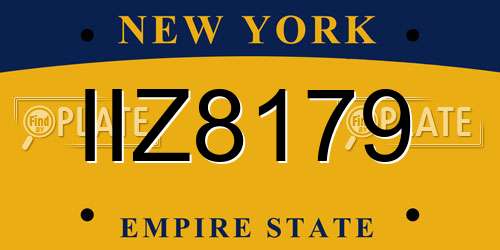 IIZ8179 New York License Plate