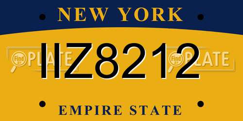 IIZ8212 New York License Plate