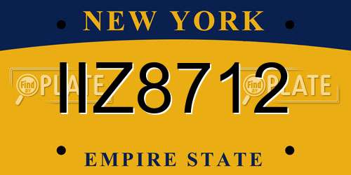 IIZ8712 New York License Plate