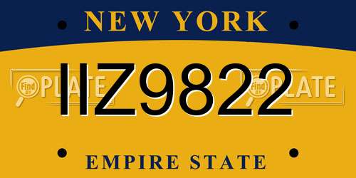 IIZ9822 New York License Plate