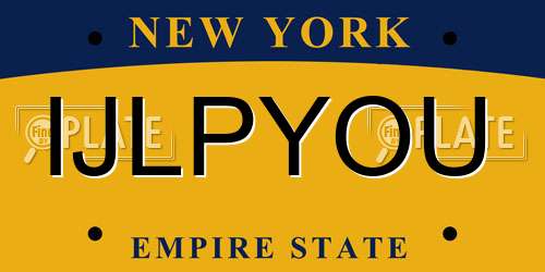 IJLPYOU New York License Plate