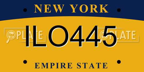 ILO445 New York License Plate