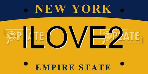 ILOVE2 New York License Plate
