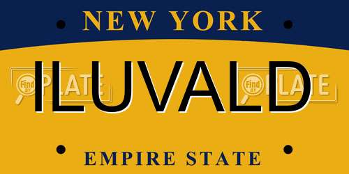 ILUVALD New York License Plate