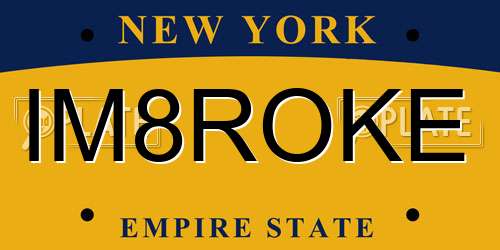 IM8ROKE New York License Plate